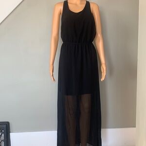 Dress with sheer overlay